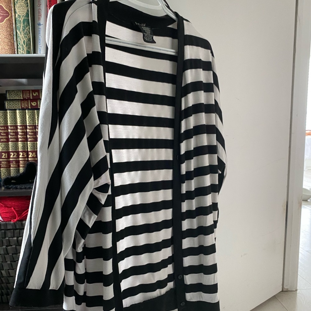 Black and white striped cardigan
